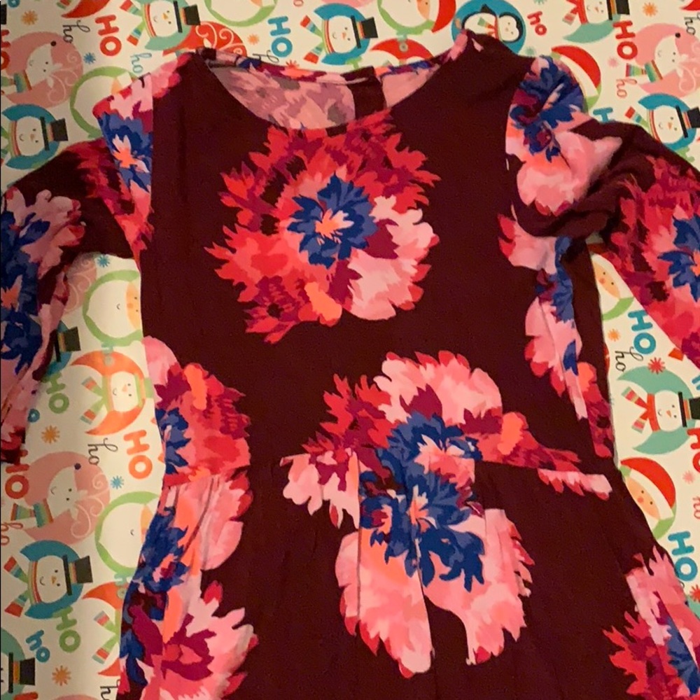 Large flower print magenta dress